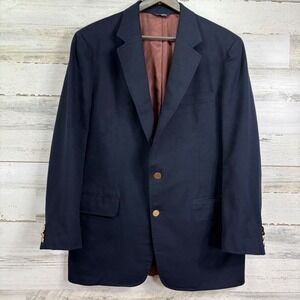 Nautica Navy Blue Blazer Gold Crest Buttons Two Button Sport Coat Jacket 40R